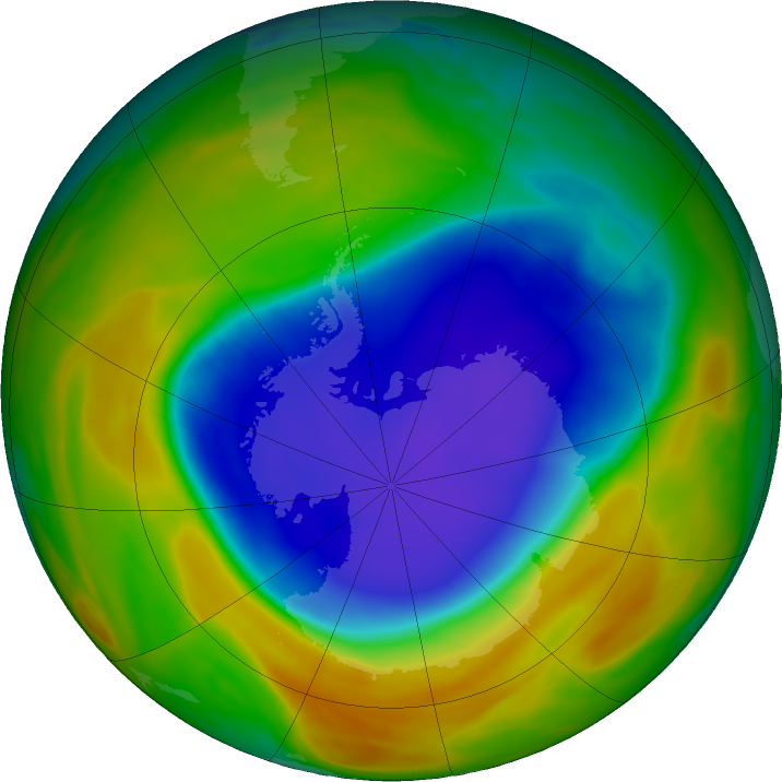 Antarctic ozone map for 19 October 2017